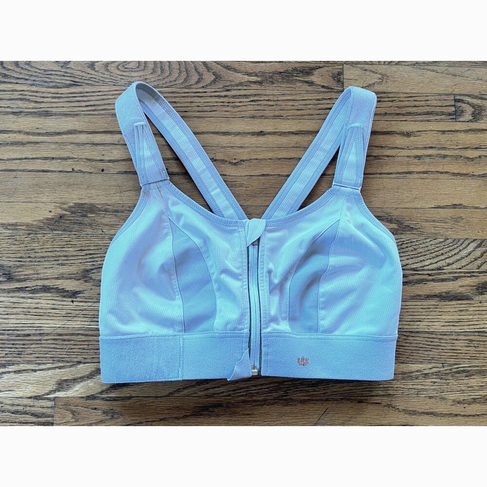SHEFIT White Strap Sports Bra Zip Top Women's Size Large - Picture 2 of 9